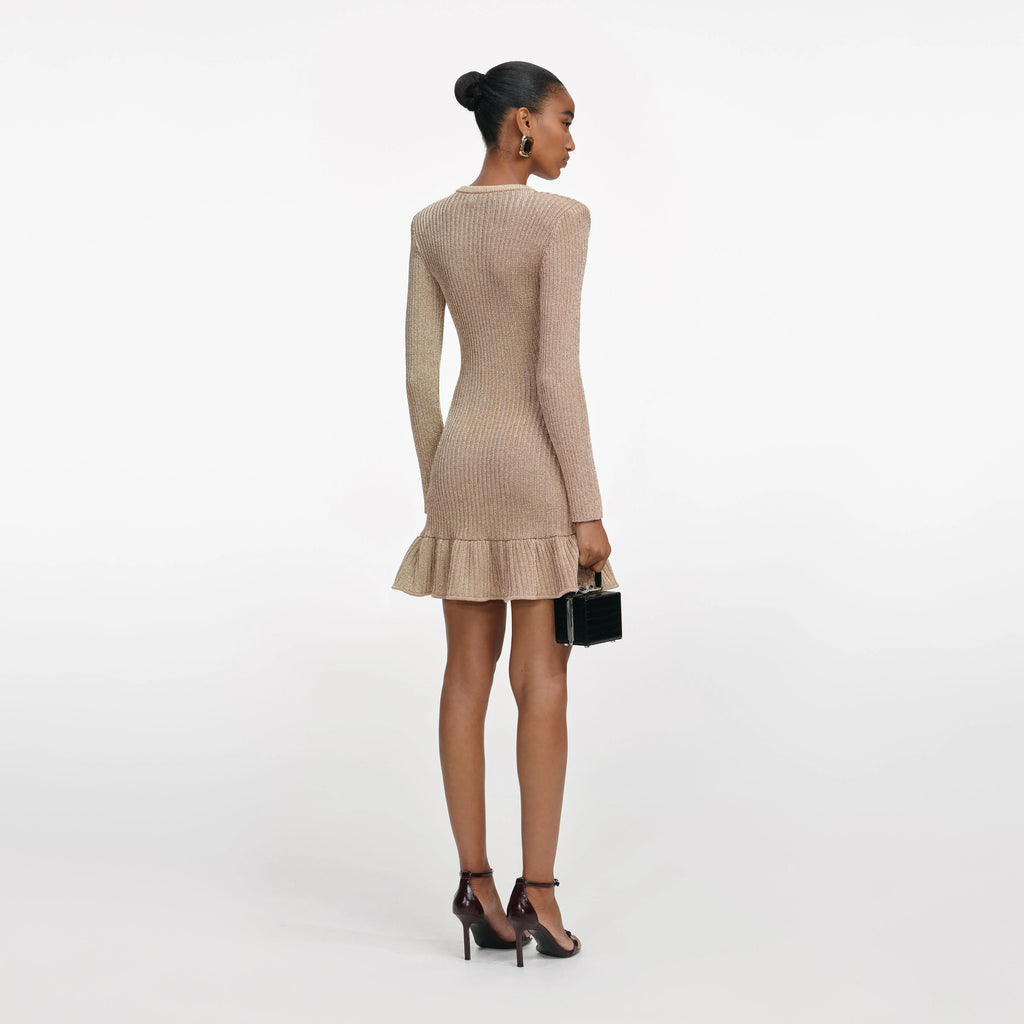 Gold Lurex Knit Mini Dress