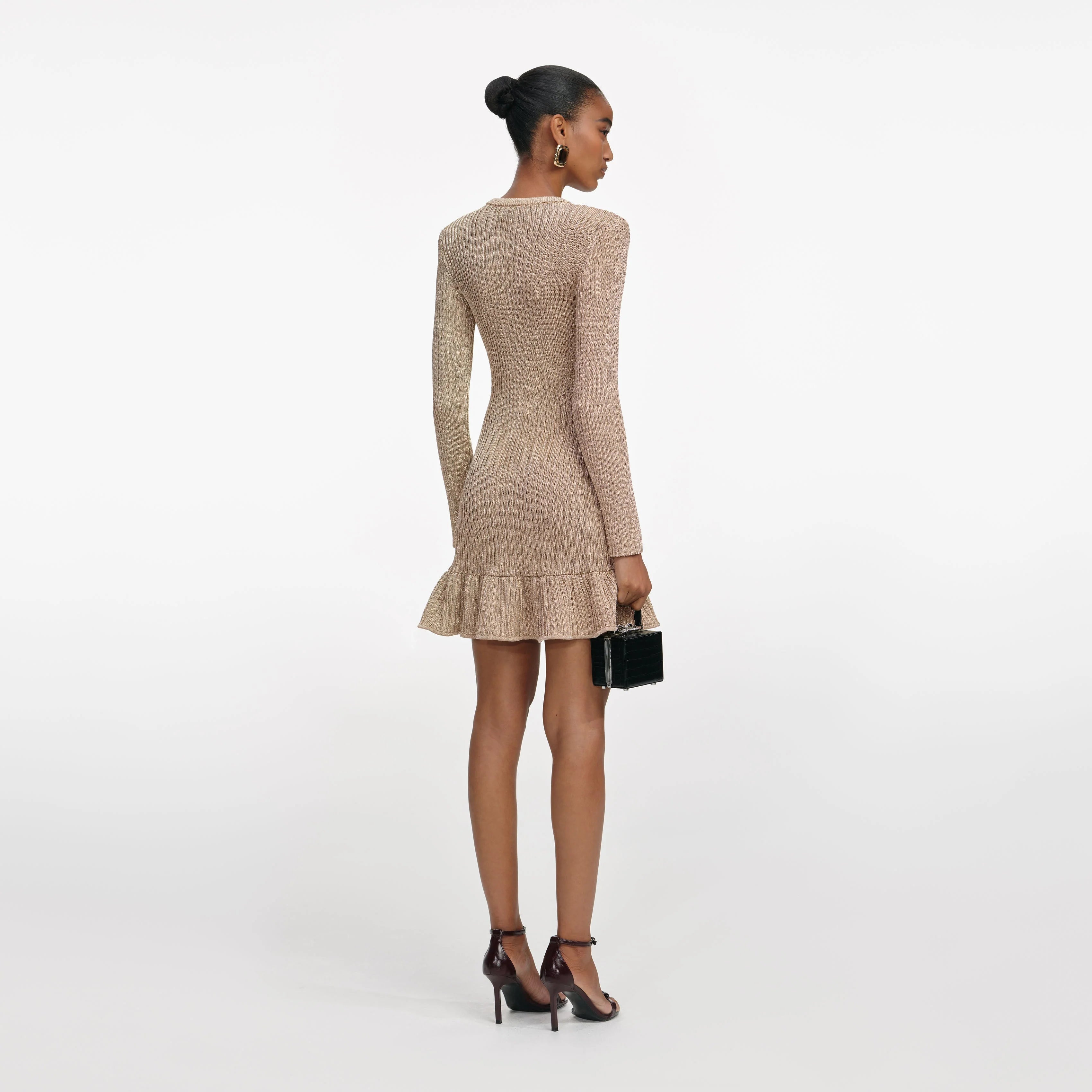 Gold Lurex Knit Mini Dress