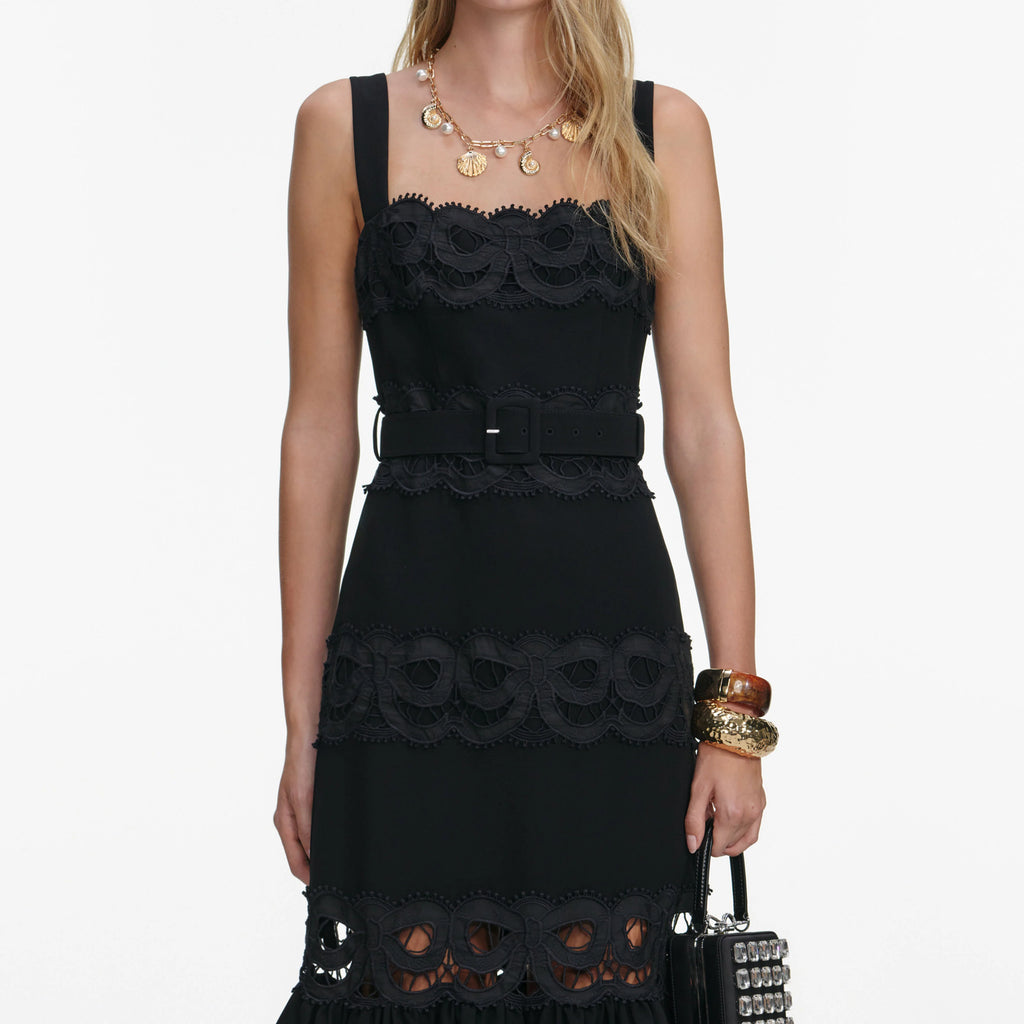 Black Crepe Midi Dress