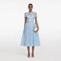 Blue Fine Lace Midi Dress