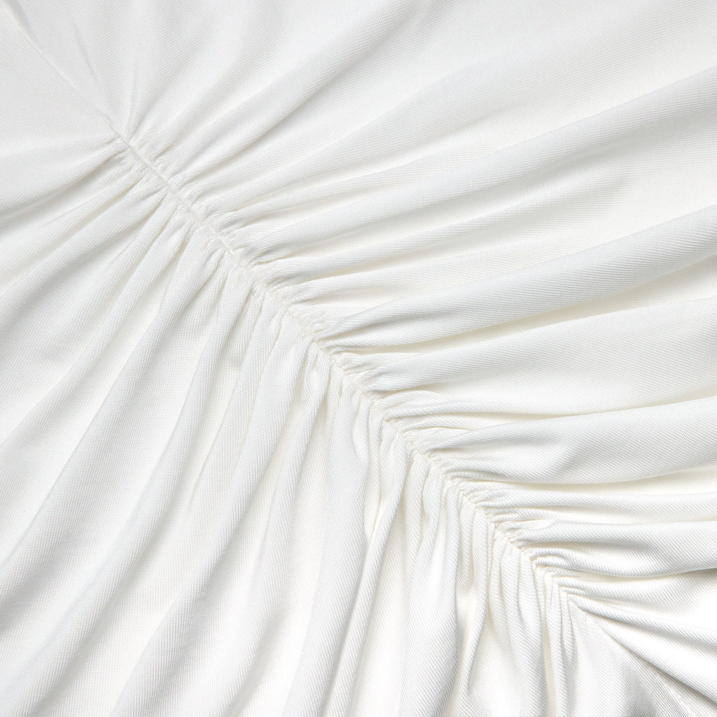 White Jersey Ruched Maxi Dress