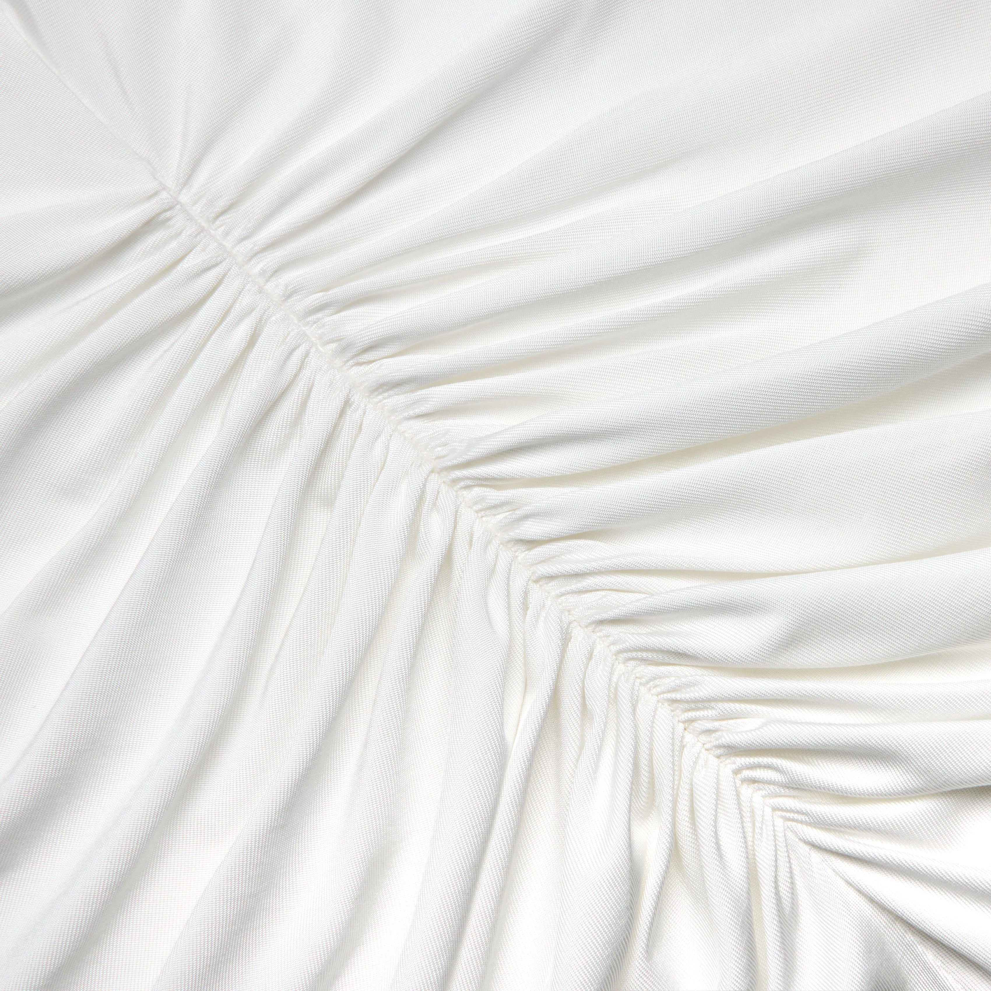 White Jersey Ruched Maxi Dress