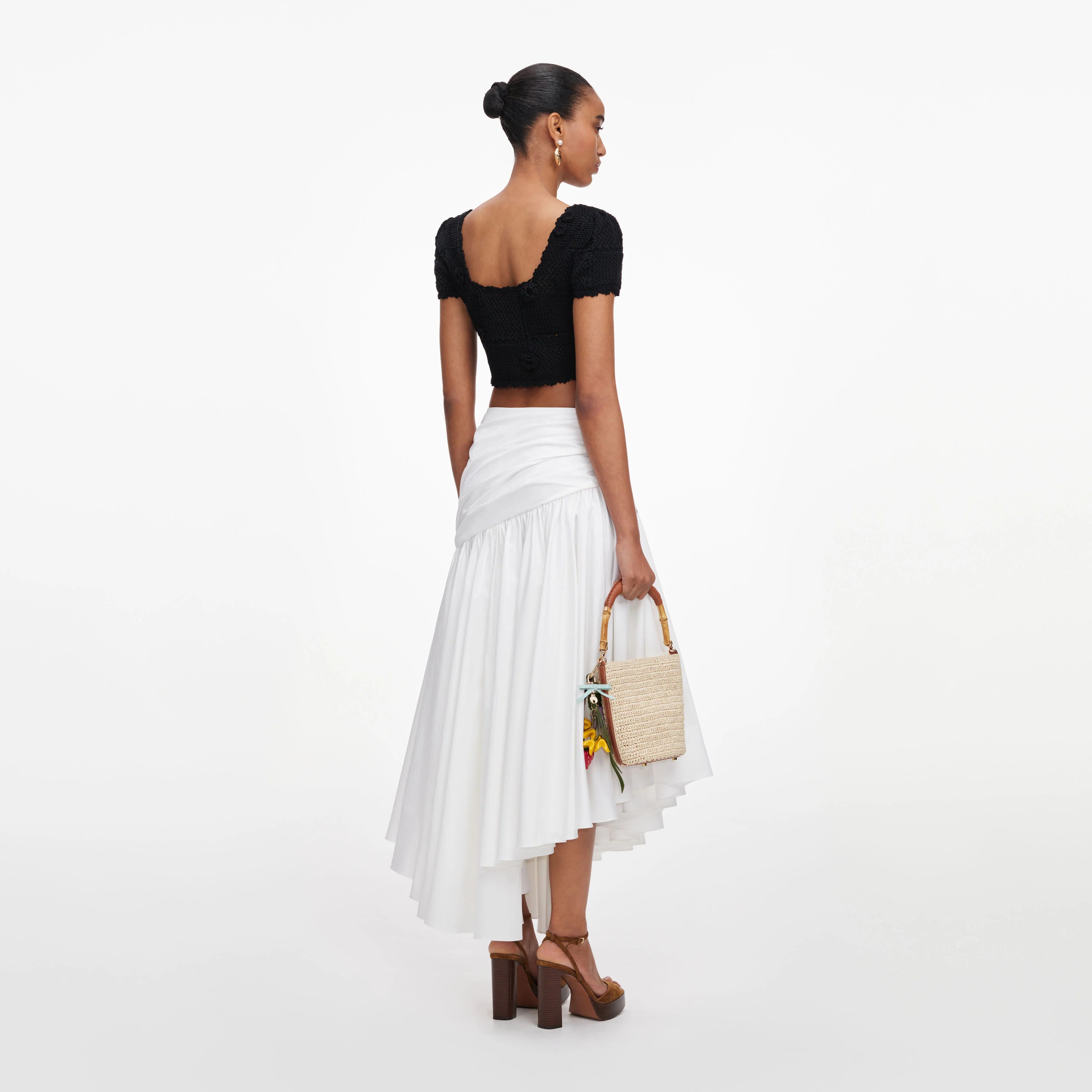 Black Crochet Knit Crop Top
