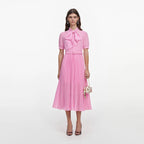 Pink Georgette Tie Neck Midi Dress