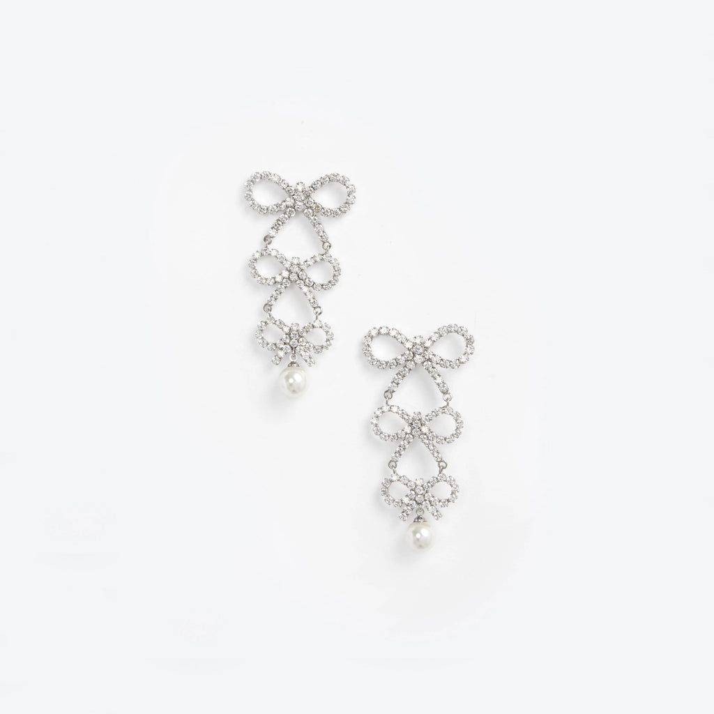 Tiered Crystal Bow Earrings