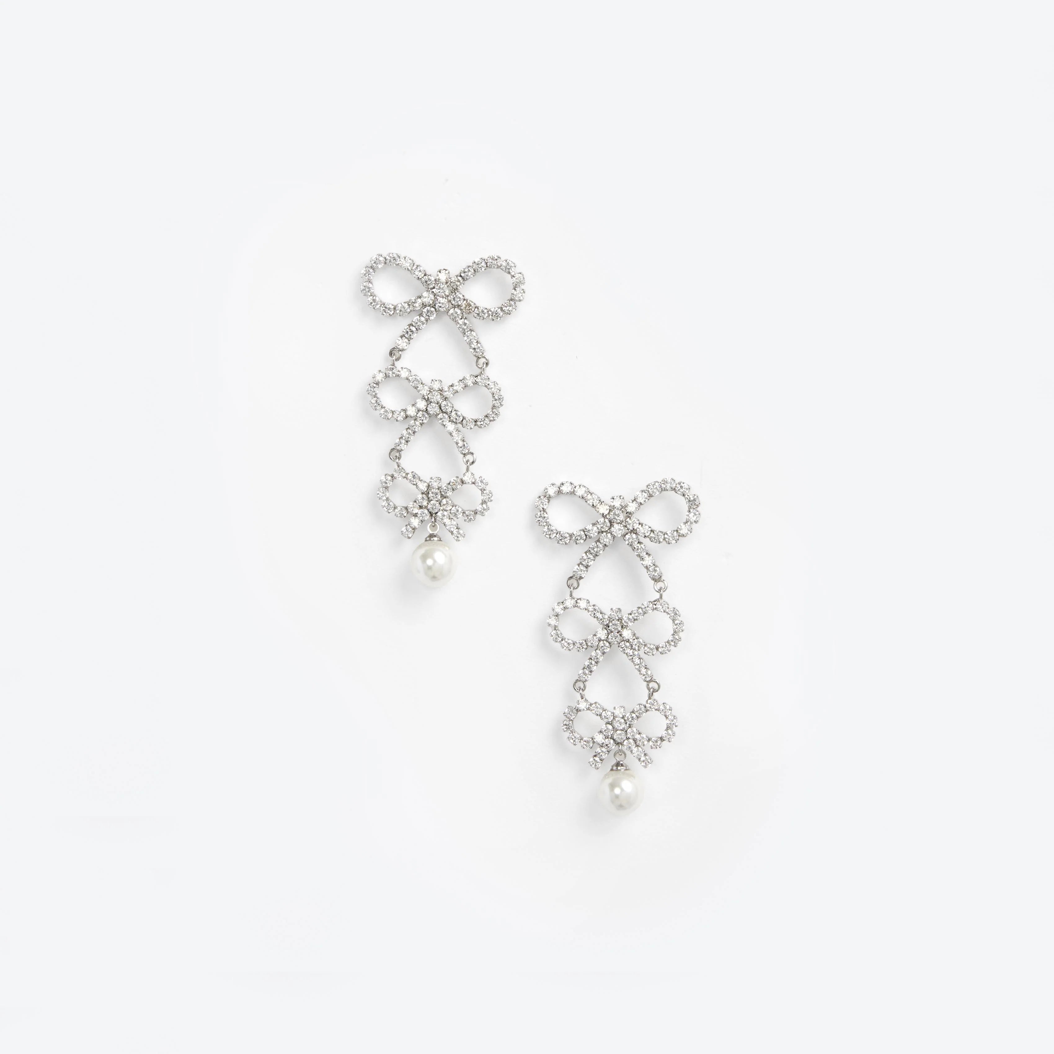 Tiered Crystal Bow Earrings