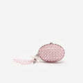 Pink Oval Crystal Chain Clutch Bag