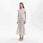 White Flower Lace Midi Dress
