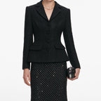 Black Boucle Rhinestone Lace Maxi Dress