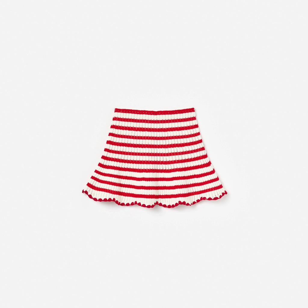 Cream And Red Stripe Knitted Skirt