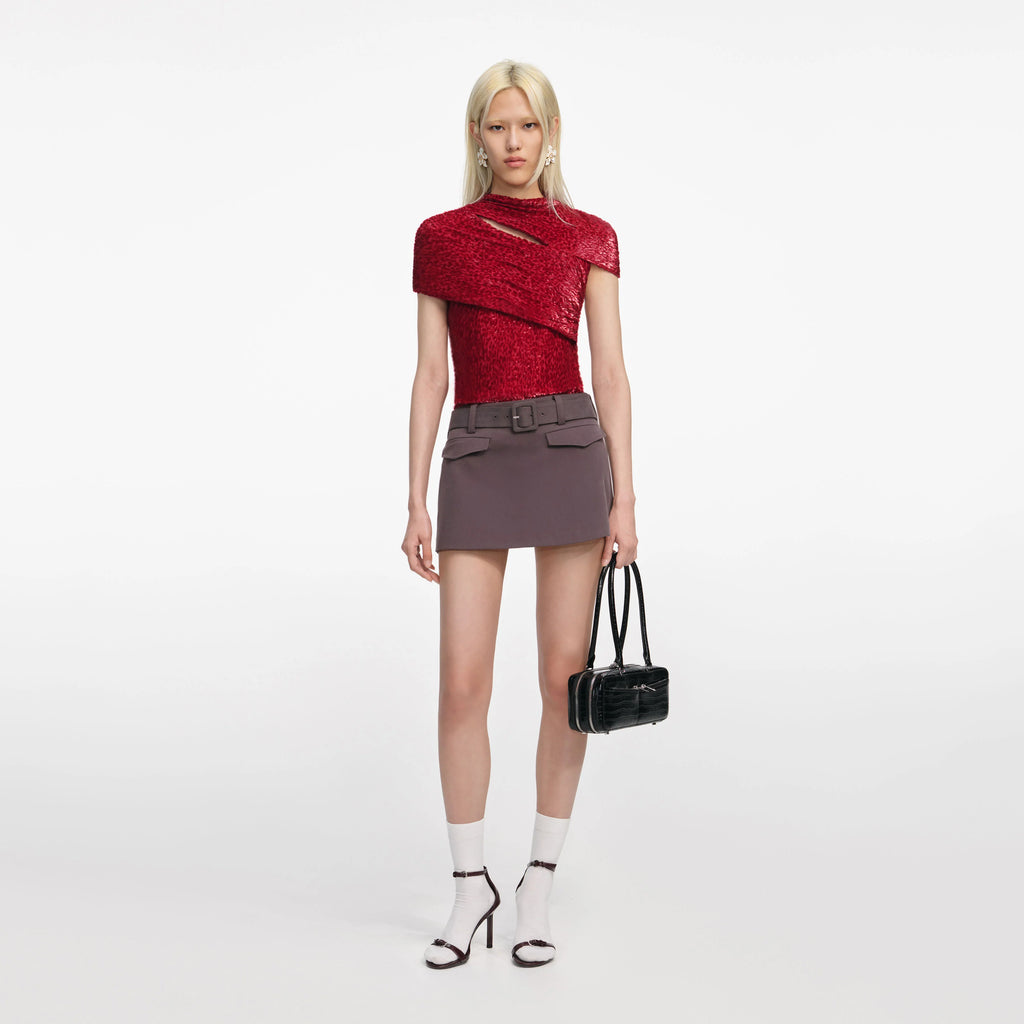Red Fil Coupe Cut Out Top