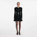 Black Chenille Knit Mini Dress