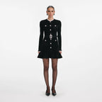 Black Chenille Knit Mini Dress