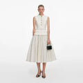 Cream Boucle Polka Dot Midi Dress