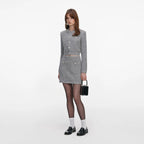 Grey Fluffy Knit Mini Skirt