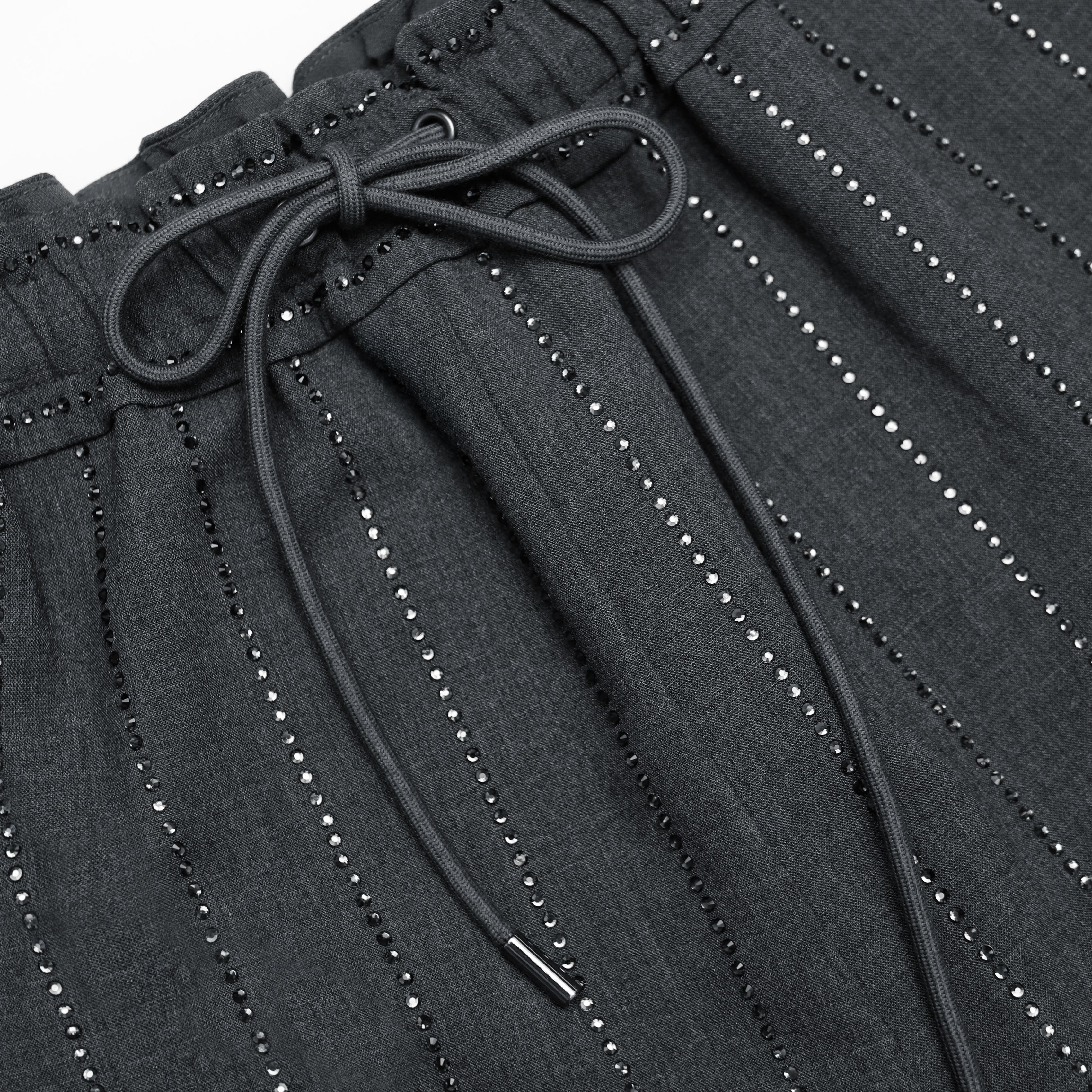 Grey Rhinestone Pinstripe Trousers