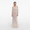 Cream Lace Flower Maxi Dress