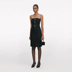 Black Denim Bandeau Midi Dress