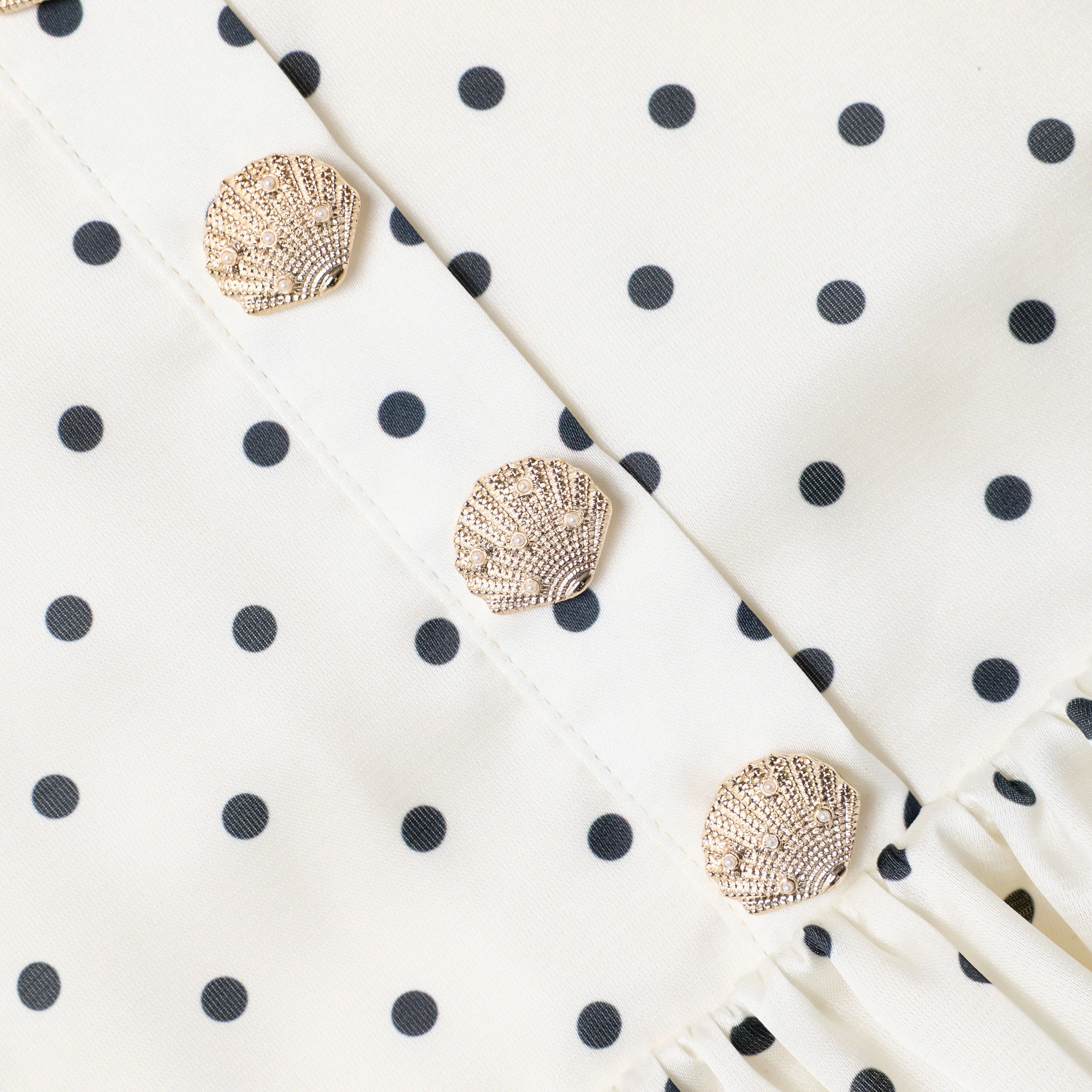 Cream Polka Dot Frill Top