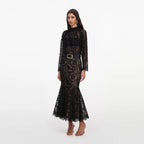 Black Lace Midi Skirt