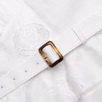 White Linen Blend Peplum Mini Dress