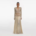 Gold Lurex Ribbed Knit Maxi Dress