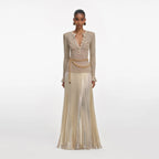 Gold Lurex Ribbed Knit Maxi Dress