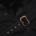 Black Denim Fur Collar Jacket