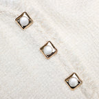 Cream Sleeveless Boucle Mini Dress