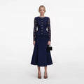 Navy Tailored Lace Midi Dress