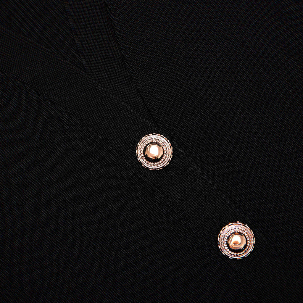 Black Ribbed Knit Midi Dress