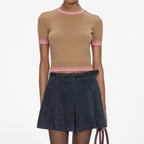Navy Suede Mini Skirt