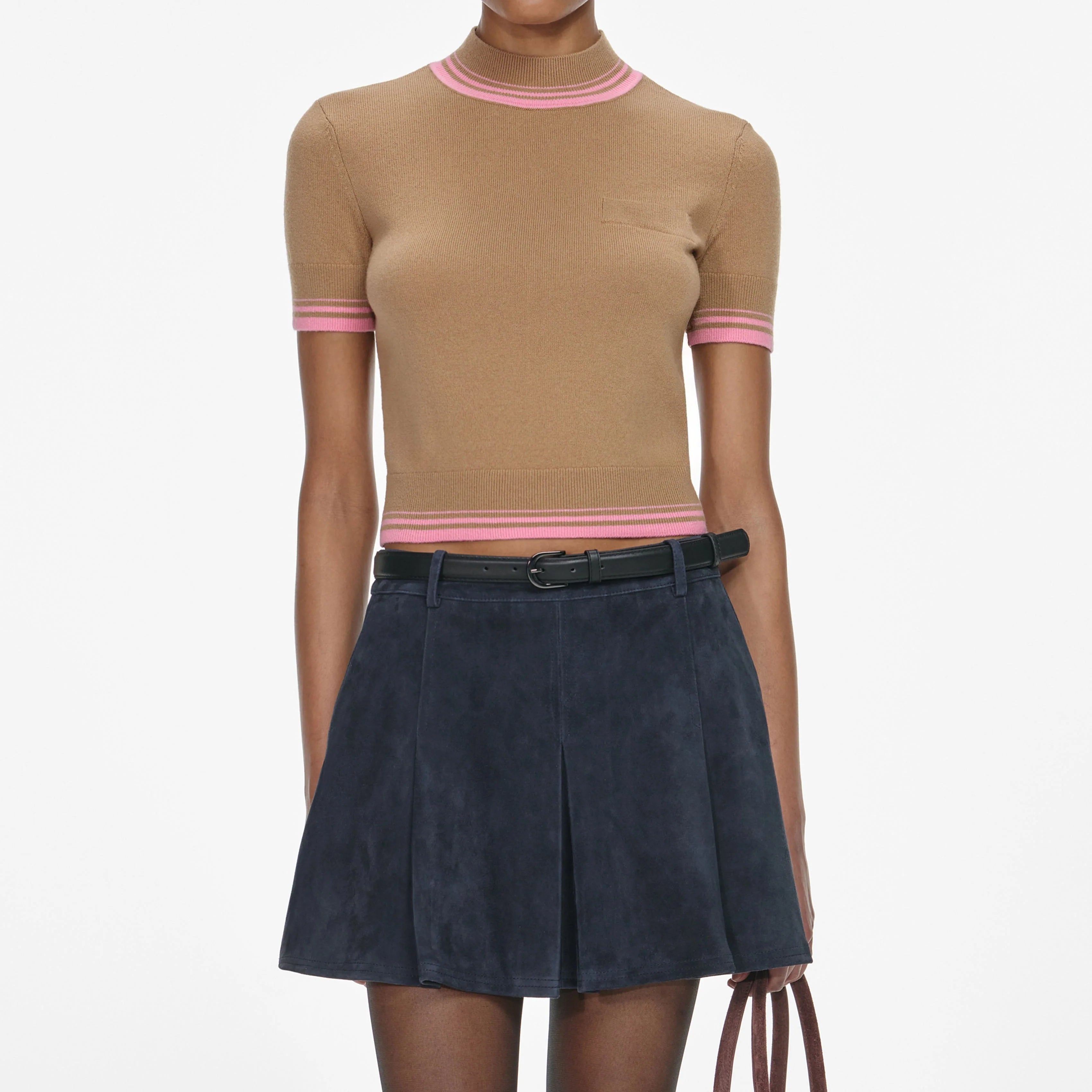 Navy Suede Mini Skirt