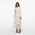 Cream Tailored Boucl¨¦ And Chiffon Midi Dress
