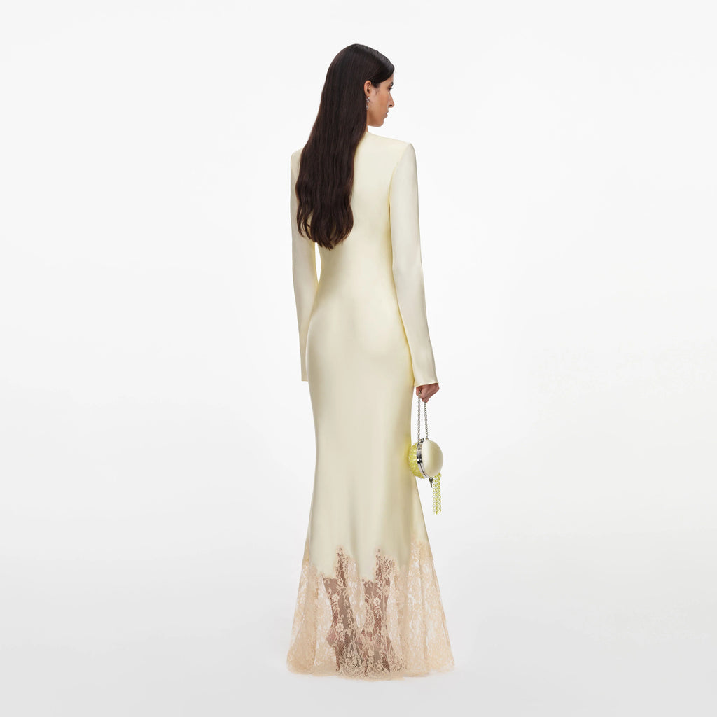 Yellow Viscose Lace Maxi Dress