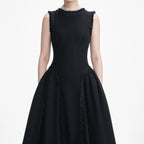 Black Boucle Sleeveless Midi Dress