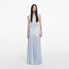 Blue Satin Jersey Maxi Dress