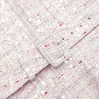 Pink Sequin Boucle Belted Mini Dress