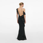 Black Polka Dot Georgette Maxi Dress