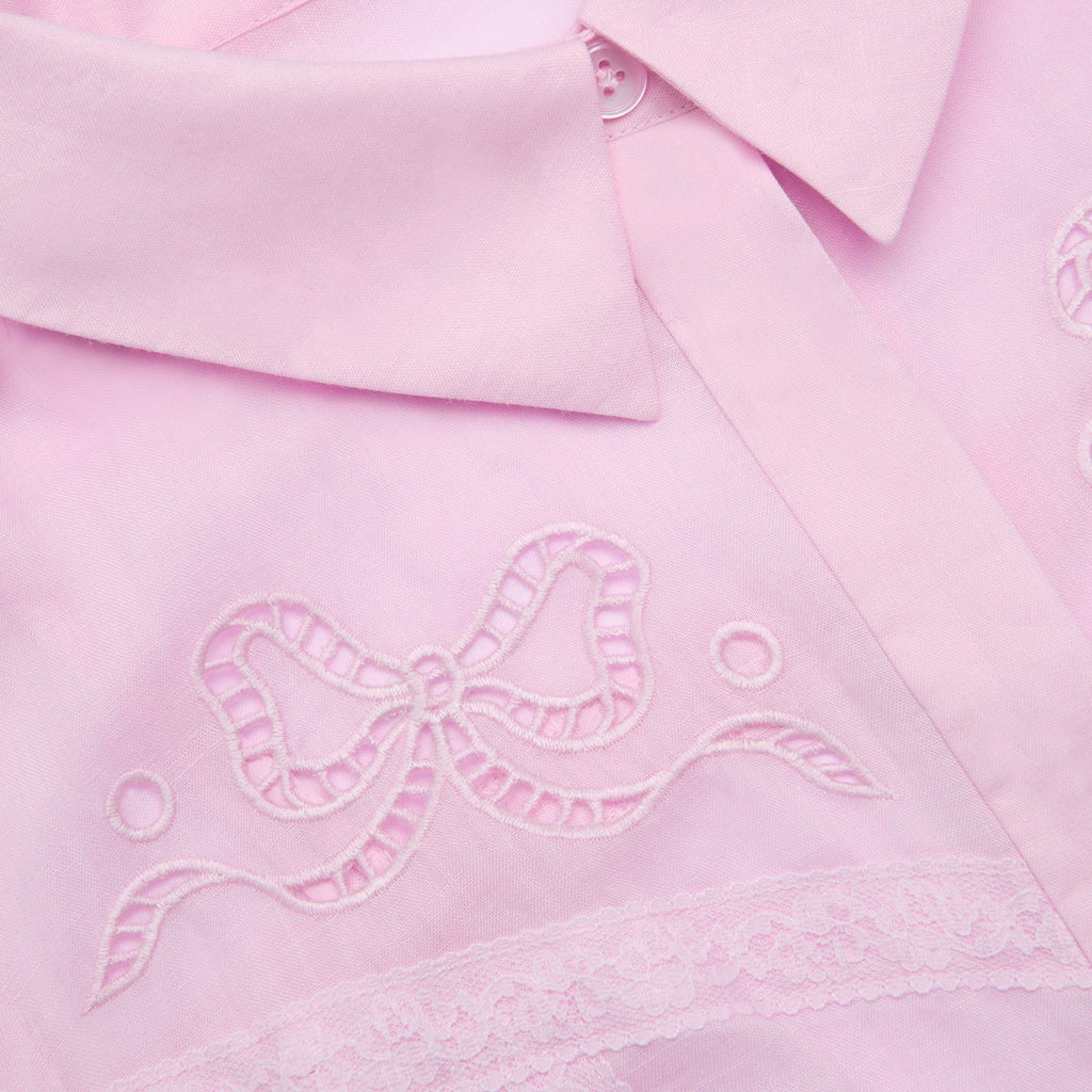 Pink Embroidered Midi Dress