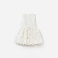 Cream Satin Tulle Flower Dress
