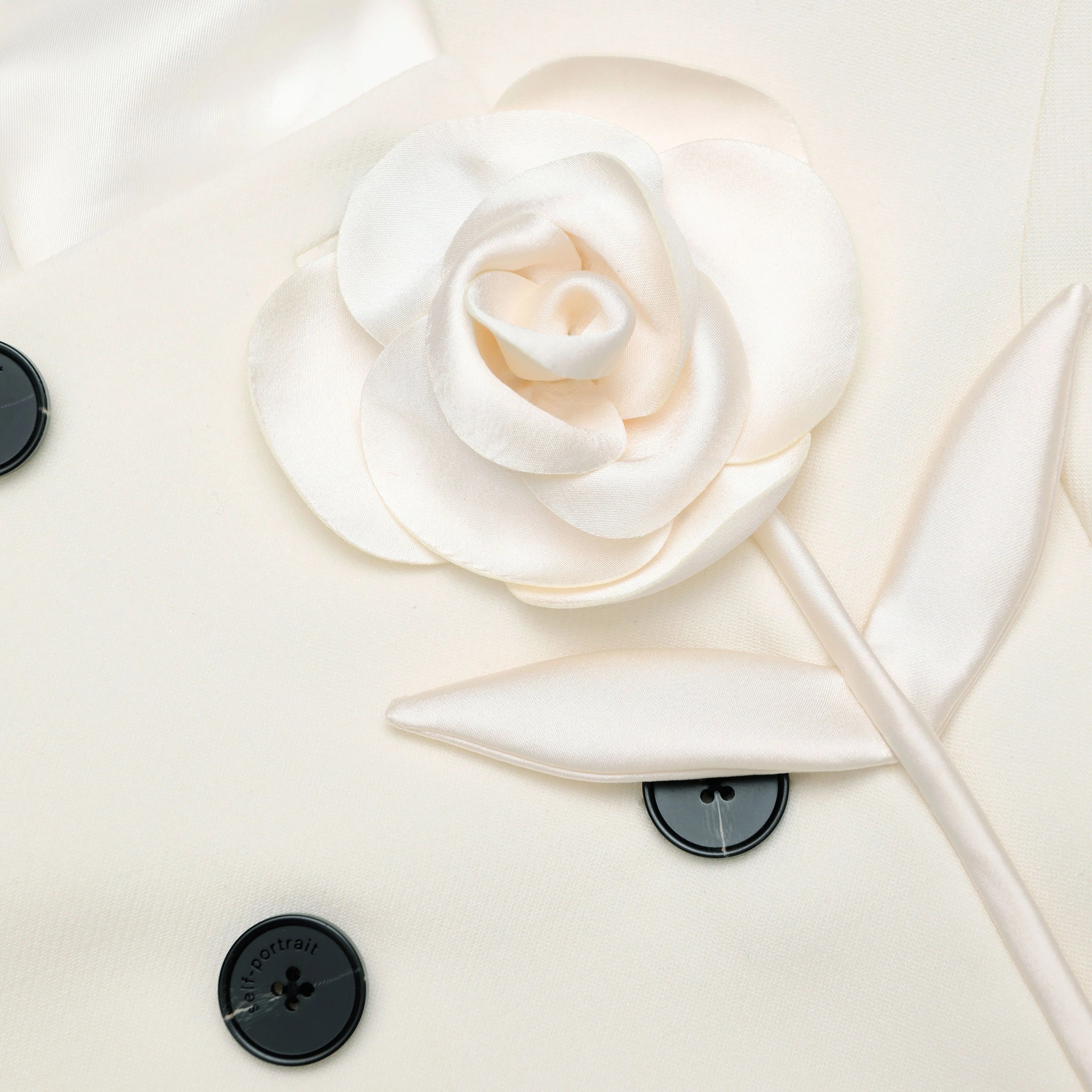Cream 3D Flower Tailored Midi Dress