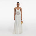 Cream And Gold Chiffon Maxi Dress