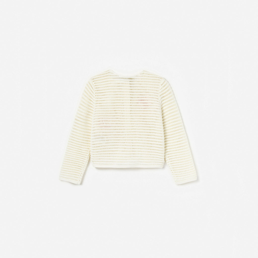 Cream Flower Knitted Cardigan