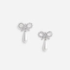 Crystal Bow Pearl Earrings
