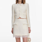 Cream Boucle Lace Mini Skirt