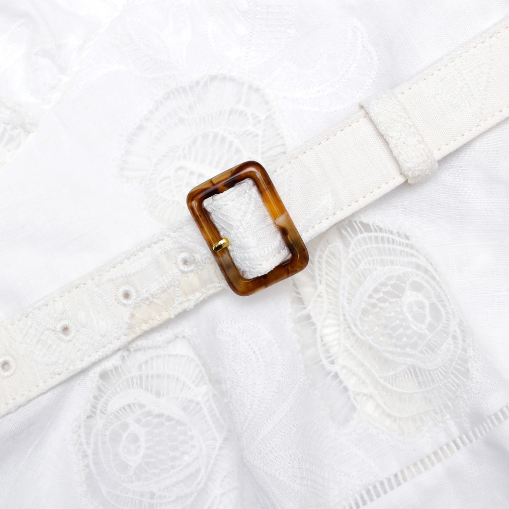 White Linen Blend Peplum Top