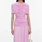 Pink Jersey Gathered Maxi Dress