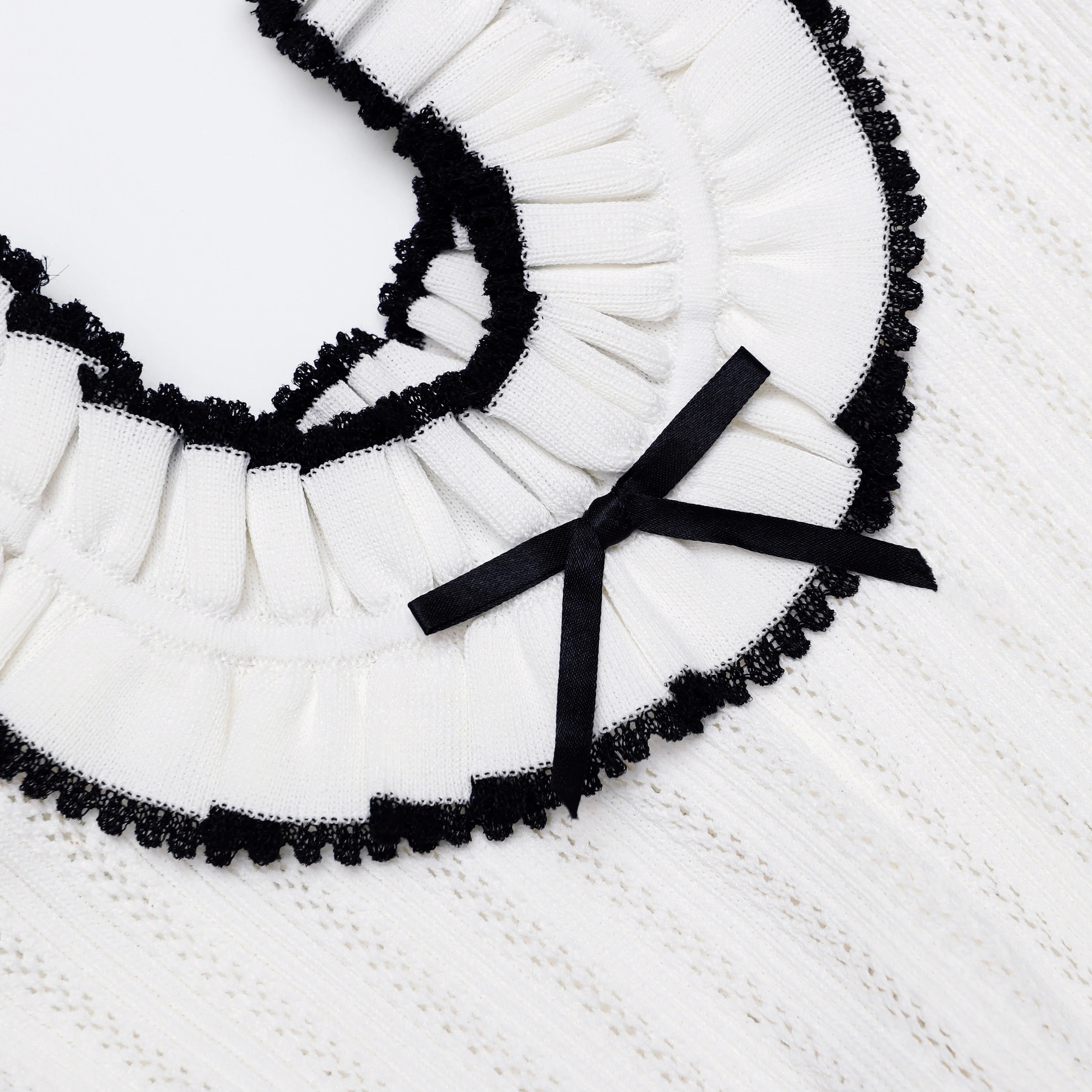 White Contrast Trim Knit Mini Dress