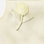 Yellow Satin Sequin Flower Top